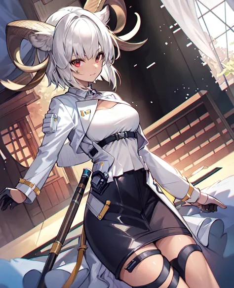masterpiece, best quality, high resolution,solo,
1girl,  
ray_tracing,
lens_flare, 
OriginalOutfit+thigh_strips, 
 <lora:ArknightsCarnelian0318plus-000006:0.9>