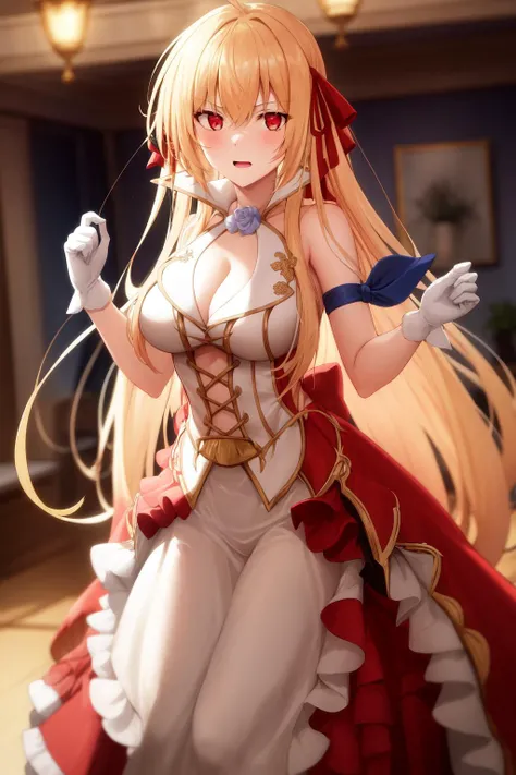 1girl, alice, princess-outfit, <lora:Aliceliese2:1>, long skirt, blue ribbon,, , highres, absurdres,
