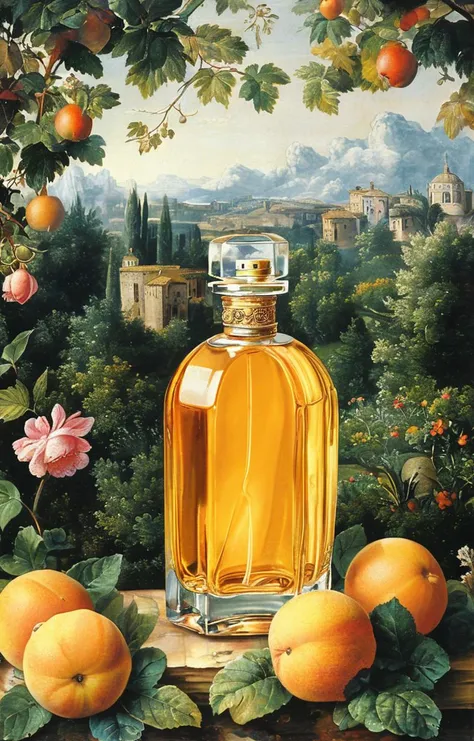 masterpiece,best quality,<lora:tbh196-sdxl:0.9>,illustration,style of Raphael
 A bottle of perfume in garden