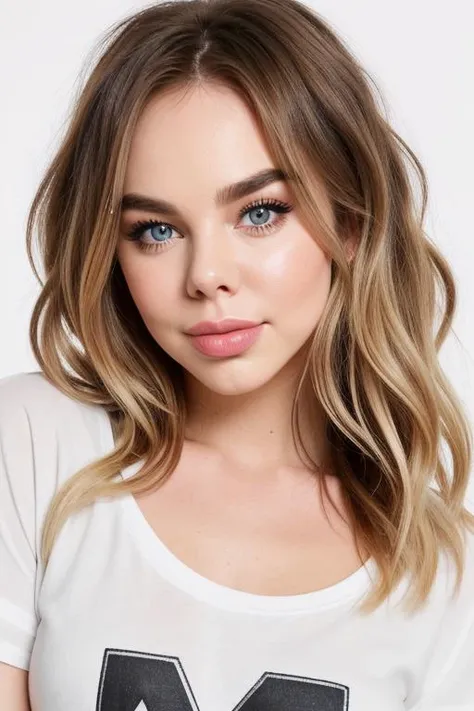 Close-up beauty shot of Misscoookiez Twitch, (t-shirt:1.2),. Up-close skin perfection, detailed hair, high-resolution beauty, photo-realistic charm, exquisite facial features