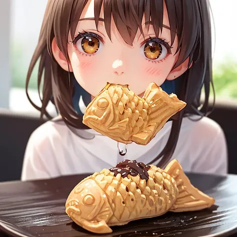 1girl, in mouth <lora:inmouth:0.9>
<lora:taiyaki_SD15_V1:0.7> taiyaki, food, still life, food focus, realistic, wagashi, plate, blurry
