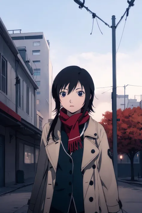 (RAW photo, best quality), 1girl, natural lighting, outdoor, solo,
<lora:alice_mizuki_lain_v1_2:1> alice_mizuki,
autumn, city scenes, windy, scarf, trench coat,