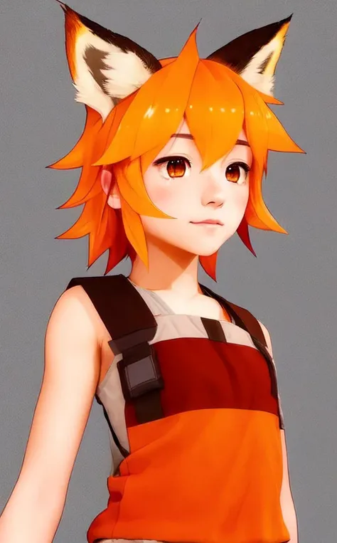 a girl,sen, animal ears, fox ears, fox girl, fox tail, hair flower, hair ornament, orange eyes, orange hair, short hair, tail, flat chest <lora:senkoLora_v2:0.7>, realistic, hyperrealistic