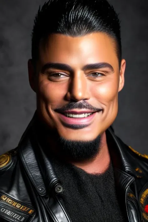 portrait photo of man (comandante:1) smiling with a leather jacket, 8k <lora:add_detail:1> <lyco:locon_perfecteyes_v1_from_v1_64_32:0.5> <lora:comandante:1>