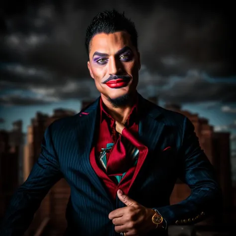 portrait of sks man, (comandante:1) dressed like (The Joker:1) with (serious look:1.5) looking to the camera, short medium shot, 8k <lora:add_detail:1> <lyco:locon_perfecteyes_v1_from_v1_64_32:0.5> <lora:comandante:1>