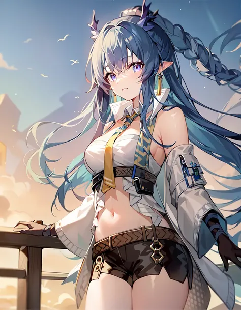 masterpiece, best quality, high resolution,
1girl, solo,OriginalOutfit, Ling Shorts, cowboy shot,
<lora:ArknightsLing64:0.7>,