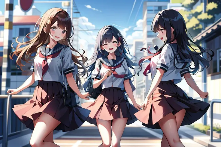 best quality, ultra high res,prefect anatomy,prefect hand,
multiple girls, outdoors, side by side,
<lora:smile-girl-anime:0.8>