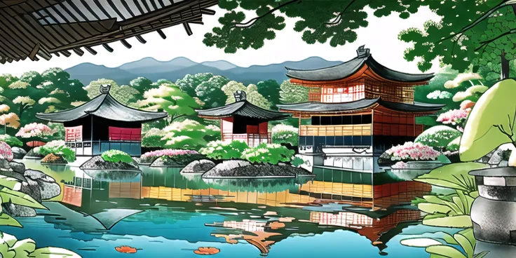 kyoto garden in the style of <lora:graphic_illust_12:1>,