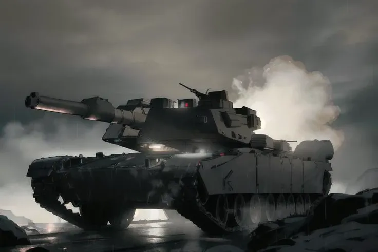 analog gloomy (close up shot) photo of a convoy of (M1 Abrams tanks, <lora:m14br4m5:1>), firing cannon, (in a rocky alien planet (at midnight)), soldiers on the turrets on top, ((heavy rain)), (horror movie), ((nighttime)), (midnight), High Detail, Sharp focus, ((photorealism)), ((realistic)), best quality, 8k, award winning, dramatic lighting, epic, cinematic, masterpiece, backlit, contrejour, rim light, ambient fog:1.3, dutch angle, depth of field, volumetric lights,