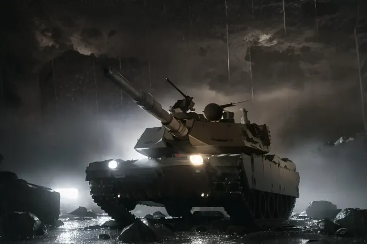 analog gloomy (close up shot) photo of a convoy of (M1 Abrams tanks, <lora:m14br4m5:1>), firing cannon, (in a rocky alien planet (at midnight)), (surrounded by arachnids from starship troopers), ((heavy rain)), thunderstorm, lightning, (horror movie), ((nighttime)), (midnight), High Detail, Sharp focus, ((photorealism)), ((realistic)), best quality, 8k, award winning, dramatic lighting, epic, cinematic, masterpiece, backlit, contrejour, rim light, ambient fog:1.3, dutch angle, depth of field, volumetric lights,