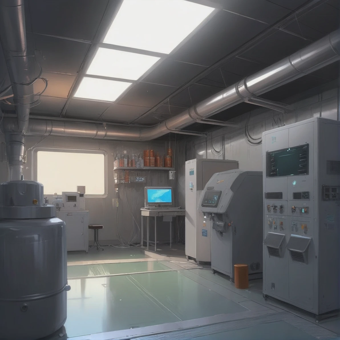 anime style digital painting, Compressor Room \(room\) <lora:EnvyStarlightDigitalPainting01:1>