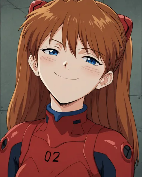 score_9, score_8_up, score_7_up, source_anime, indoors, <lora:smug face meme(SDXL):1> smug, 1girl,close-up, <lora:asuka-langley-soryuu-classic-ponyxl-lora-nochekaiser:1> asuka langley soryu, long hair, bangs, blue eyes, brown hair, hair ornament,bodysuit, pilot suit, plugsuit, red bodysuit, interface headset,