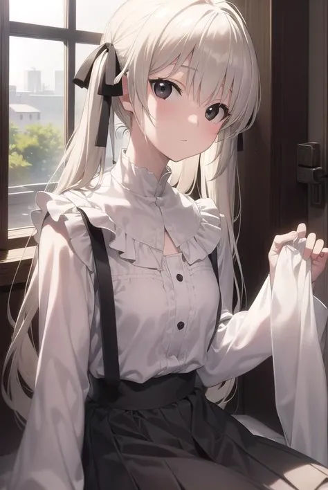 sorakasugano, <lora:sorakasugano-lora-nochekaiser:1>,
sora kasugano, ahoge, (black eyes:1.5), hair between eyes, hair ribbon, long hair, twintails, black ribbon, white hair, (flat chest:1.2),
BREAK dress, long sleeves, white dress, long skirt,
BREAK looking at viewer,
BREAK indoors,
BREAK <lyco:GoodHands-beta2:1>, (masterpiece:1.2), best quality, high resolution, unity 8k wallpaper, (illustration:0.8), (beautiful detailed eyes:1.6), extremely detailed face, perfect lighting, extremely detailed CG, (perfect hands, perfect anatomy),