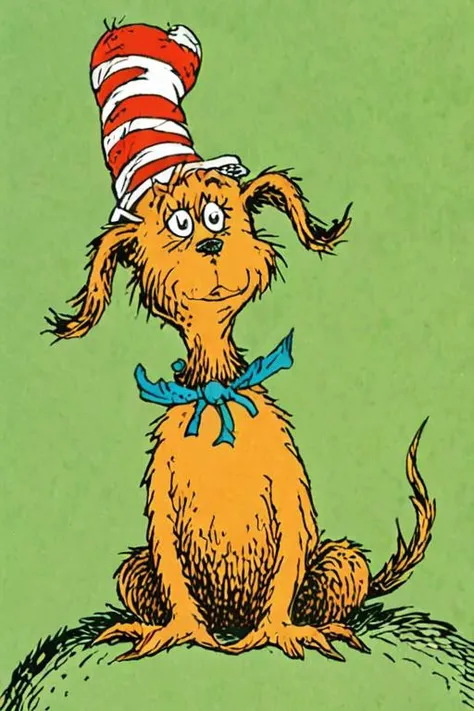 a children's book illustration of a little dog , by dr. seuss <lora:Dr._Seuss_Style_XL>