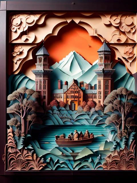 masterpiece, best quality,
RAW photo,old house on a lake, (high detailed skin:1.2), 8k uhd, dslr, soft lighting, high quality, film grain, Fujifilm XT3,
regal, fractal, 3d depth, intricate designs, delicate patterns, shadowbox frame, silhouette, kirigami, scherenschnitte,
jianzhi,
<lora:Jz:0.8>