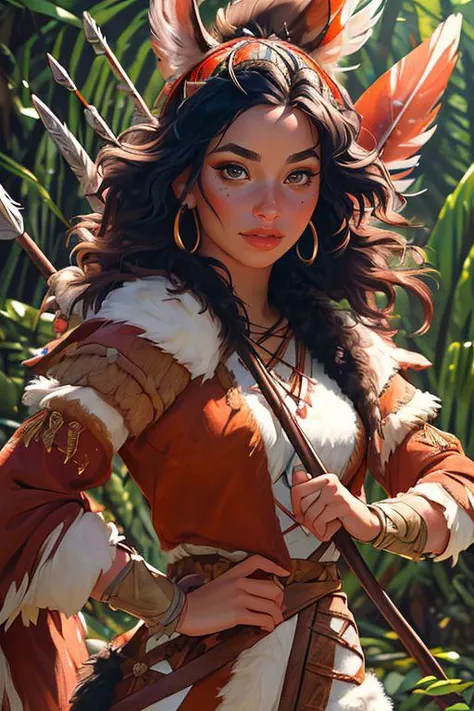 DEN_kattdumont_OF,
(prehistoric warrior woman hunting in a chaotic jungle with spears and arrows, (fur clothing:1.2), fur, warrior, prehistoric, cave person, (wearing fur clothes:1.2), (wearing animal skins:1.2), fur, animal skins:1.2),
bokeh, f1.4, 40mm, photorealistic, raw, 8k, textured skin, skin pores, intricate details <lora:epi_noiseoffset2:1>, epiCRealism <lora:ClothingAdjuster3:-1>
