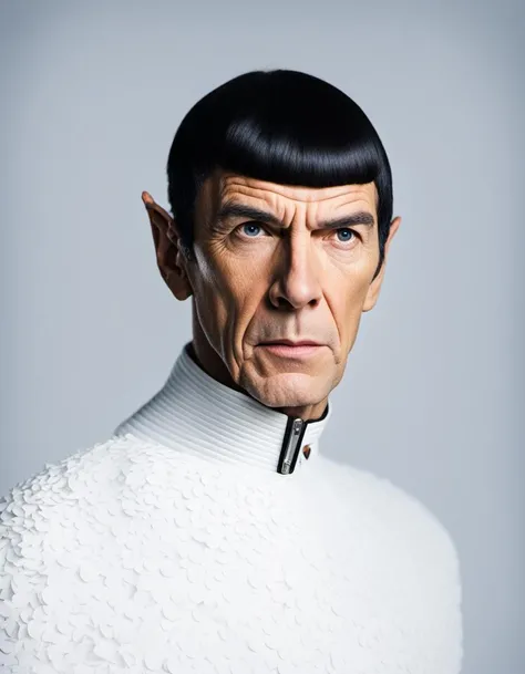 professional portrait Spock in white abstract backdrop, (pores:0.9) <lora:Professional_Portrait:1>
