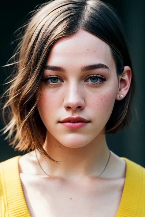 photo of beautiful (Koh_VictoriaPerdetti:0.99), a woman with perfect hair, wearing (white frills:1.1), ((Dethereal:1.1)), (plain yellow background:1.1), (happy:1.2), modelshoot style, (extremely detailed CG unity 8k wallpaper), professional majestic (photography by august sander:1.1), (Lubitel 2), 24mm, exposure blend, hdr, faded, extremely intricate, High (Detail:1.1), Sharp focus, dramatic, soft cinematic light, (upper body), (looking at viewer), (detailed pupils), 24mm, 4k textures, soft cinematic light, adobe lightroom, photolab, elegant, ((((cinematic look)))), soothing tones, insane details, hyperdetailed, low contrast
