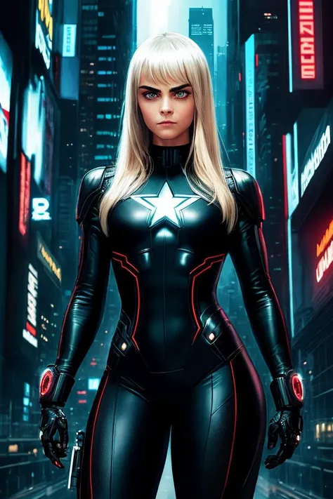 photo of (caradelevingne_ti:0.99), a woman (as a Marvel superhero), photorealistic picture, (highly detailed infographic), (comic cover with title:1.3), (comic text), (comic issue), (commentary), (descriptive text), (descriptive infographic), perfect thighs, (black outfit), (futuristic city background), atmospheric lighting, cinematic composition, concept art, digital illustration, detailed, 8k wallpaper of the highest quality, sharp focus, NIKON, natural light, 8K, highly detailed, ((perfect eyes)), (detailed pupils)