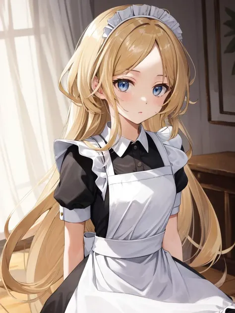 <lora:Caitlin_PK-10:0.6>, caitlin_pk, long hair, very long hair, bangs, parted bangs, wavy hair, indoors, (maid:1.5)