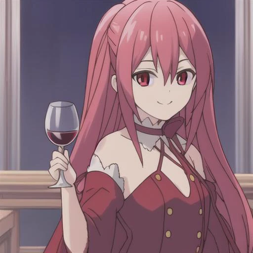 best quality:2, <lora:Krul Tepes:0.8>, red wine, full-height, wineglass, smile