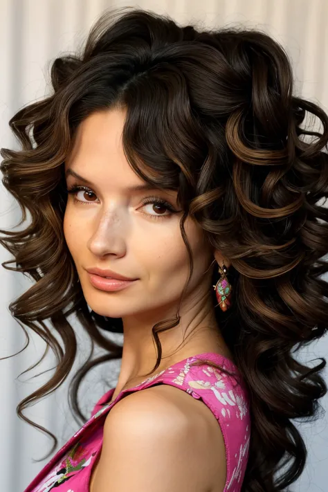 (style of Catherine Nolin:1.15), <lora:sd15_AliceGreczyn_locon_64_v1-000050:1> AliceGreczyn, focus on eyes, close up on face, light salmon hair styled as Loose Spiral Curls,