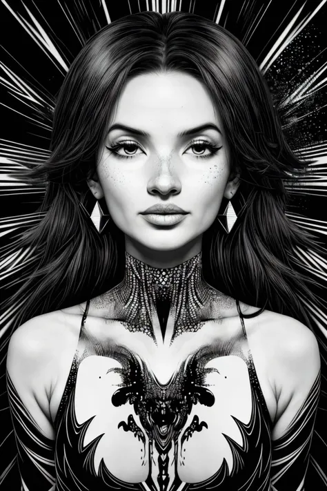(op art style, optical illusions, black and white, geometric, detailed:1.15), <lora:sd15_AliceGreczyn_locon_64_v1-000050:1> AliceGreczyn, ink splash, colorful,
