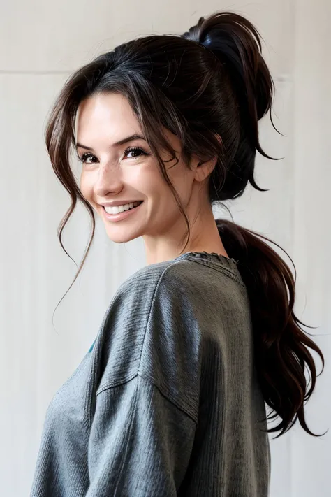 (long shot:1.4), realistic photo of <lora:sd15_AliceGreczyn_locon_64_v1-000050:1> AliceGreczyn, laughing, hair styled as low ponytail