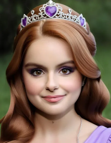 <lora:arlwntr-000020:1.0> close portrait photo of beautiful arlwntr, beautiful woman, dressed as Sofia the First, detailed skin texture