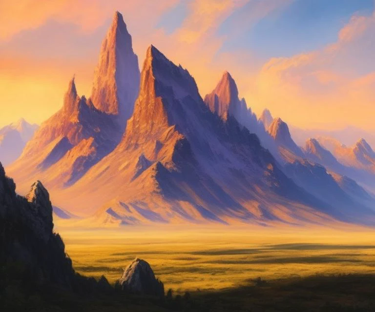 fking_mtg, award-winning painting of a basic land mountains