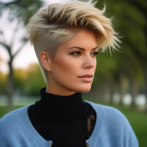 <lora:rachelhunter_v4:.99> contrasts<lora:offset_0.2:.5>rachelhunter a woman wearing a sweater, ((hi-top fade:1.5)) hair style, short hair, tomboy, jeans, outside, park , portrait, (closeup:.75), beautiful bone structure, (realistic, photo-realistic:1.37), ultra high res, ultra-detailed, incredibly beautiful girl, 8k uhd, dslr, soft lighting, high quality, film grain, Fujifilm XT3
