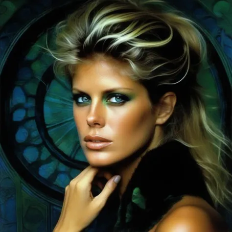 contrasts <lora:offset_0.2:.5> <lora:rachelhunter_sdxl:1> rachelhunter a pornstar, norman rockwell and beksinski, giger, dark eyeliner, intricate, highly detailed, masterpiece, green dark blue color scheme (high detailed skin:1.2),