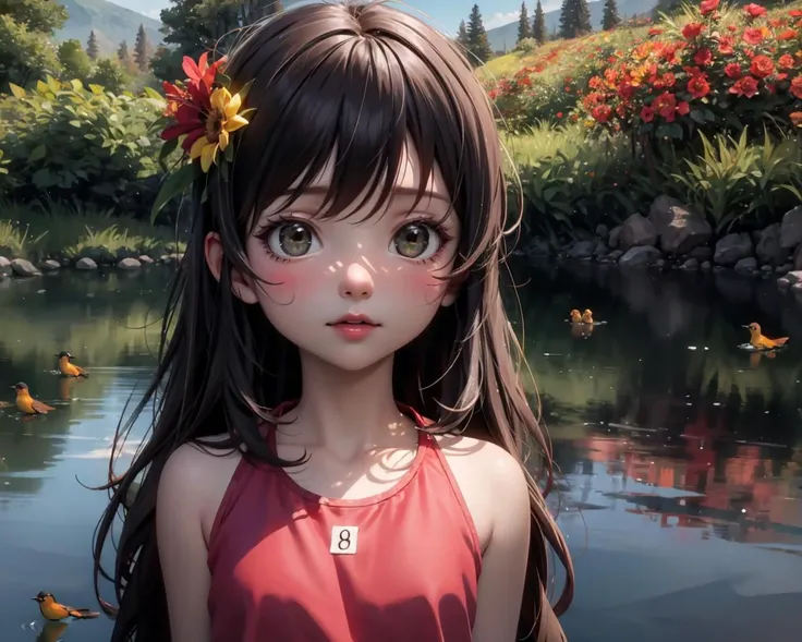 (Masterpiece, best quality, highest resolution, extremely detailed unified 8K wallpapers, official art, illustration, game CG)
(detailed light), (an extremely delicate and beautiful), volume light, best shadow, flash, Depth of field, dynamic angle, Oily skin
(1 girl, upper body, cute face), She has beautiful eyes, she has flowing long hair
BREAK
Where is spring
Where is spring?
Spring in the green mountains
There are red flowers here
There's green grass here
And the little orioles that sing
Mile, mile, mile, mile, mile, mile
Mile, mile, mile, mile, mile, mile
Spring in the green mountains
And the little orioles that sing
Where is spring
Where is spring?
Spring in the reflection of the lake
It reflects red flowers
Reflecting the green grass
And the little orioles that sing
Mile, mile, mile, mile, mile, mile
Mile, mile, mile, mile, mile, mile
Spring in the reflection of the lake
And the little orioles that sing
Where is spring
Where is spring?
Spring is in the  boy's eyes
See the red flowers
See the green grass
And the little orioles that sing
Mile, mile, mile, mile, mile, mile
Mile, mile, mile, mile, mile, mile
Spring is in children's eyes
And the little orioles that sing