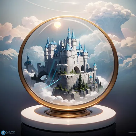 Masterpiece, stunning, super detailed, highest quality, uniform 8K wallpaper, illustrations,(crystal ball close-up),
(1 huge crystal ball)+(High transparency crystal ball perspective),
(1 white crystal-sculpture-castle inside of crystal ball:1.4)+((detailed white crystal-sculpture-castle floating above the clouds) and(no gravity:1.3)and (some snow flying under crystal-sculpture-castle) and (highly transparent crystal-sculpture-castle))+(no gravity:1.3),
(intricate details:1.2),fantasy, fairy tale world,Light leakage, detailed details glow,(ray tracing),(Realistic:0.7), (3D:0.7), (OC renderer:0.7), best lighting,