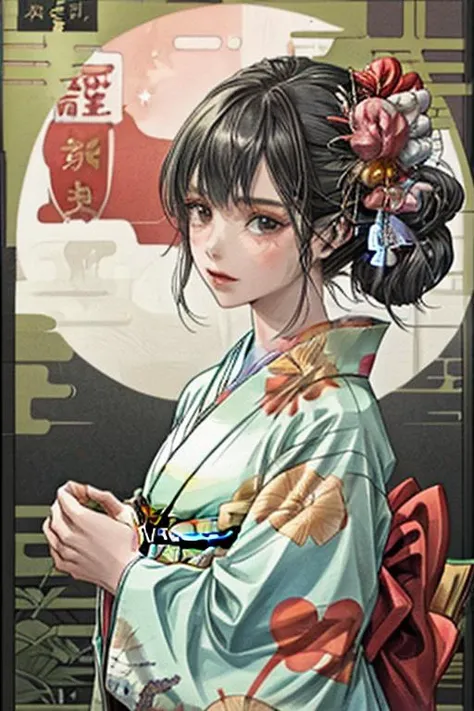 <lora:nengajou:1>1 girl, kimono