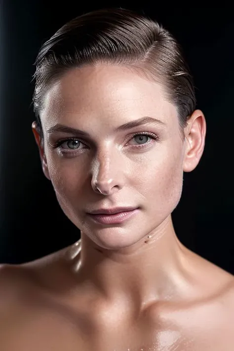 r3b3ka, (close-up:1.0) portrait of woman,oiled shiny skin,(slick undercut:1.1) hair,(simple-grey-backdrop:1.0),nude,
8k uhd,best quality,masterpiece,sharp focus,
<lora:CR-RebeccaFerguson-v3-Panache:0.9>