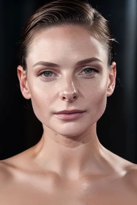 r3b3ka, (close-up:1.1) portrait of woman,oiled shiny skin,(slick undercut:1.1) hair,(simple-grey-backdrop:1.0),nude,
8k uhd,best quality,masterpiece,sharp focus,
<lora:CR-RebeccaFerguson-v3-Panache:0.8>