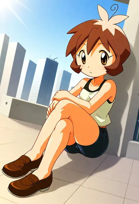 <lora:Hyper-SDXL-8steps-lora:1><lora:Fixhands_anime_bdsqlsz_V1:1>zPDXL2, score_9, score_8_up, score_7_up, source_anime, intricate details, perfect anatomy BREAK
1girl, solo, bj-shout, brown hair, short hair, antenna hair, brown eyes, white shirt, bare shoulders, black bike shorts, brown shoes,
dutch angle, crossed legs, Curious, Chin tilted up slightly, eyes wide open, and a slight smile.,
outdoors, city, tokyo, japan,
<lora:bj-shout_XL(pony)v10:1>