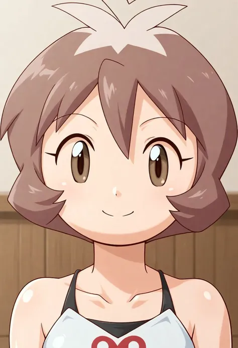 <lora:HyLper-Accelerate-PAseer:1> score_9, score_8_up, score_7_up, best quality, uncensored, source_anime,
BREAK
front view, little smile, closed mouth, standing, looking at viewer, upper body, portrait, close-up face, facing viewer, indoors,
1girl,
<lora:bj-shout_XL(pony)v10:1> bj-shout, brown hair, short hair, antenna hair, brown eyes, white shirt, bare shoulders, black bike shorts, brown shoes,