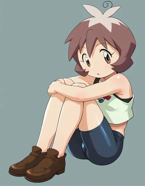 zPDXL, score_9, score_8_up, score_7_up, source_anime, BREAK
1girl, solo, <lora:bj-shout_XL(pony)v10:1> bj-shout, brown hair, short hair, antenna hair, brown eyes, white shirt, bare shoulders, black bike shorts, brown shoes,