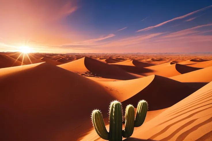 (masterpiece:1.15), (best quality:1.15), (detailed:1.1), (highres:1.1), photo, 50mm lens, f/22, ISO 100, booscapes, nature, sky and ground, desert dunes, (cactus:1.2), rocks, (fluffy clouds:1.1), color grading, natural light <lyco:booscapes:1.0>