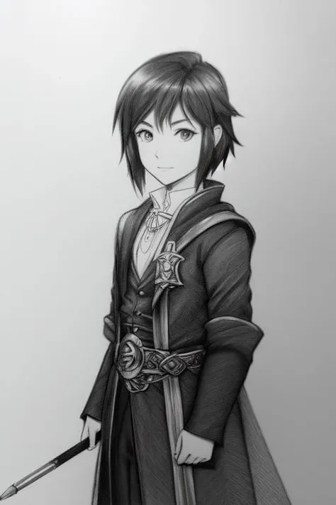 pencil sketch of a D&D character
