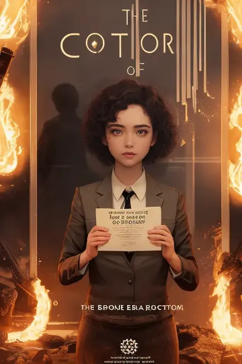 poster for "The Art of Creation," a science fiction film. The poster should feature the protagonist, a (brilliant, confident) woman with (short, curly) hair and (intense, piercing) hazel eyes, along with a laboratory setting and examples of impossible creatures. The creatures should be both terrifying and awe-inspiring, with traits that push the boundaries of what is possible. The tagline should read, "In the hands of the brilliant, the impossible becomes reality," and the title should be displayed prominently in bold, eye-catching text.