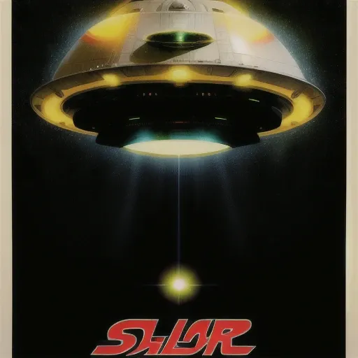 A portrait of an ((alien saucer)) shooting laser beams, poster art by Jane Freilicher, hyper realism