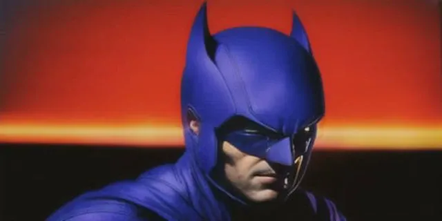 tron_style,batman,solo,realistic,retro_artstyle, 1980s_\(style\), photo_\(medium\) <lora:tron:0.7>