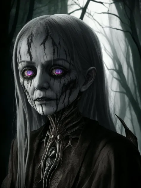 banshee, ghost, old woman, dead, creepy, decadent, ruined skin, realistic eyes, transparent body and clothes, scars, invisible, bloody, crying, screaming, sad, stunning details, very detailed, high resolution, photorealistic, cinematic lighting, realistic proportions, realistic perspective, harmonic composition, sharp focus, fantasy, D&D