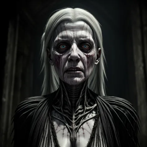 banshee, ghost, old woman, dead, creepy, decadent, ruined skin, transparent, invisible, bloody, crying, screaming, sad, stunning details, very detailed, high resolution, photorealistic, cinematic lighting, realistic proportions, realistic perspective, harmonic composition, sharp focus, fantasy, D&D, realistic eyes