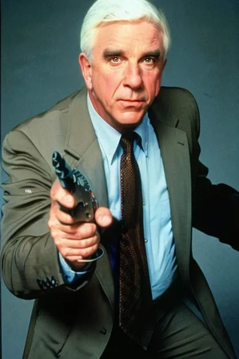Frank Drebin holding a gun <lora:Drebin:0.9>