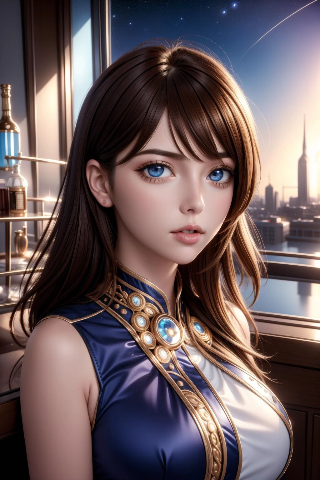 1girl, (by Rudolf Ernst:0.7) and (Nick Walker:1.3) , professional Raw digital photo, lush cityscape and Cosmic rays in background, highly detailed, eye-level shot of a Basic [Rusty|Worried] ([head of a Yorkshire Terrier|Bar cart]:1.3) , simple Decorative background, Clear skies, Bokeh, Maximalist, Surprising, Breakcore, side light, Cinematic, Samsung Galaxy, Fish-eye Lens, Mono Color, biomorphic forms, Soutache, dslr, extremely hyper aesthetic