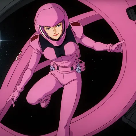 masterpiece,high quality,solo,
<lora:fualaglifon001:0.7>,smile,looking at viewer,
fualaglifon,1woman,
pink spacehelmet,
pink pilot suit,
gloves,
belt,
boots,
